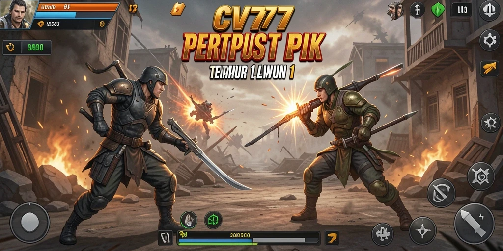 Tampilan antarmuka permainan Tempur 1 Lawan 1 yang dinamis dan menarik.