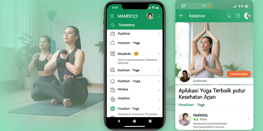 Antarmuka MAMEN123 menampilkan berbagai pilihan latihan yoga dengan jelas.
