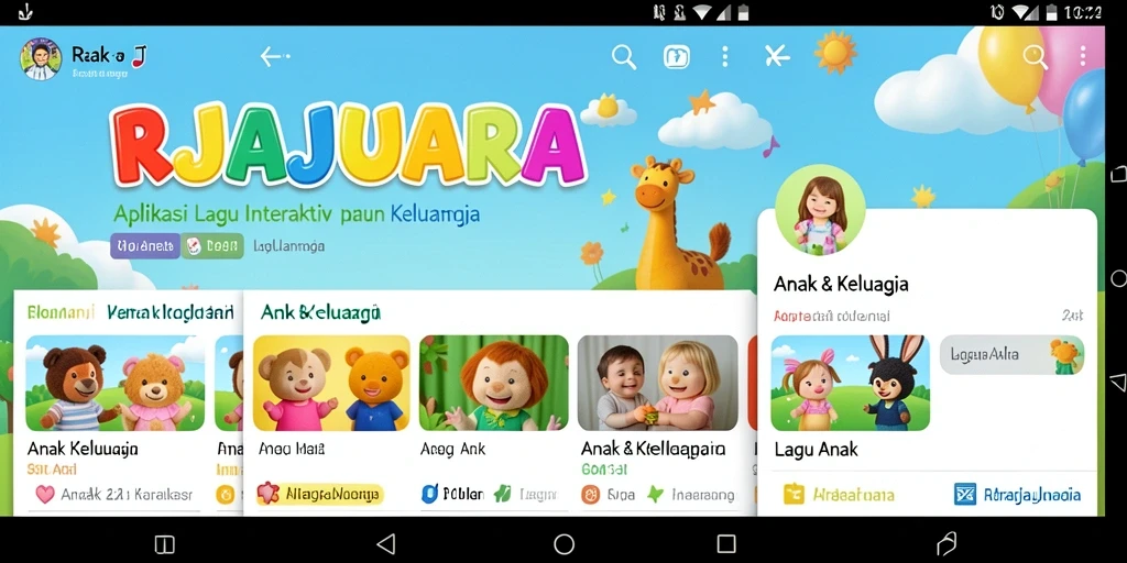 Tampilan antarmuka RAJAJUARA yang ceria dan menarik untuk anak.