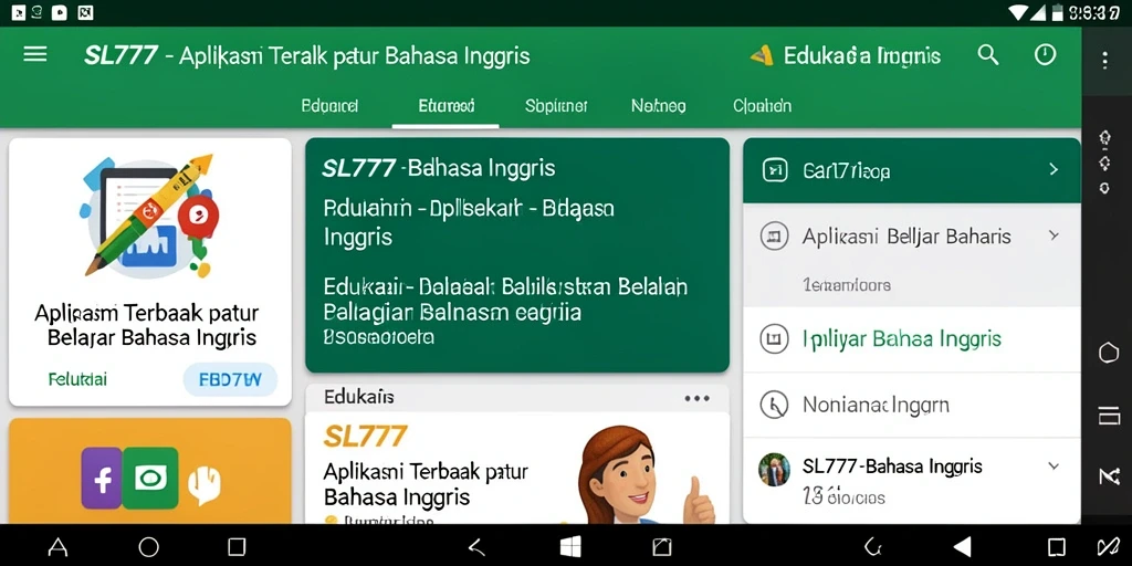 Antarmuka aplikasi SL777 untuk belajar Bahasa Inggris yang menarik.